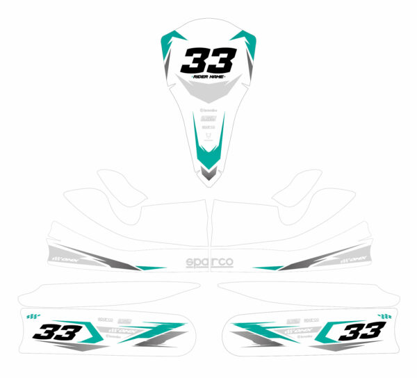 Kit déco karting Glitch Blanc et bleu 3