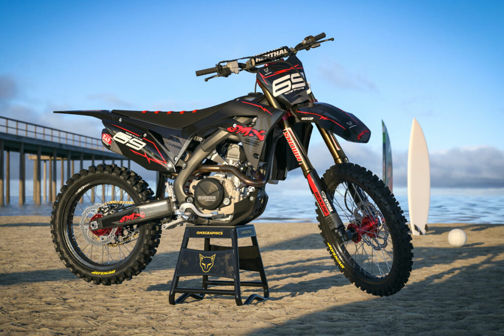 Kit déco motocross Honda - Carbon - Rouge Promo