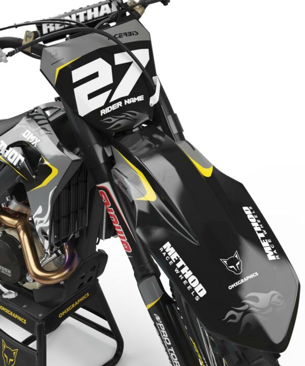 Kit déco motocross Honda - FURY - Noir Gris 2