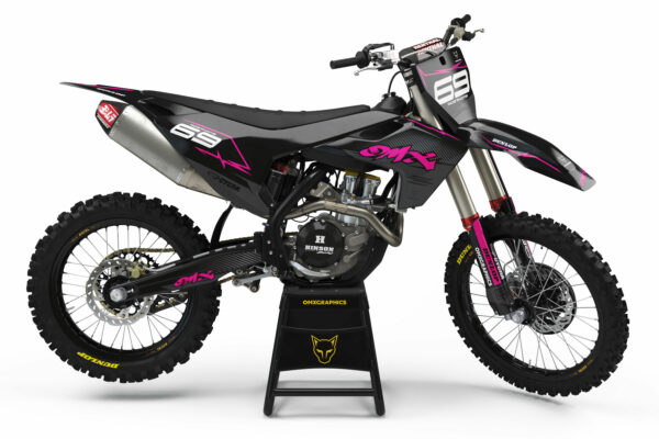 Kit déco motocross Husqvarna - Carbon - Noir Rose