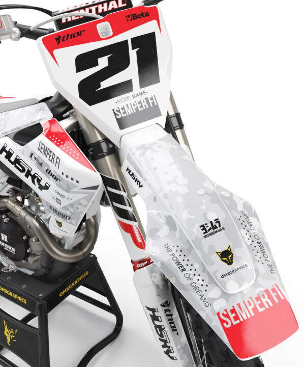 Kit déco motocross Husqvarna - Semper Fi - Blanc 2