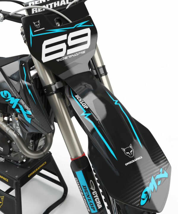 Kit déco motocross KTM - Carbon - Bleu 2