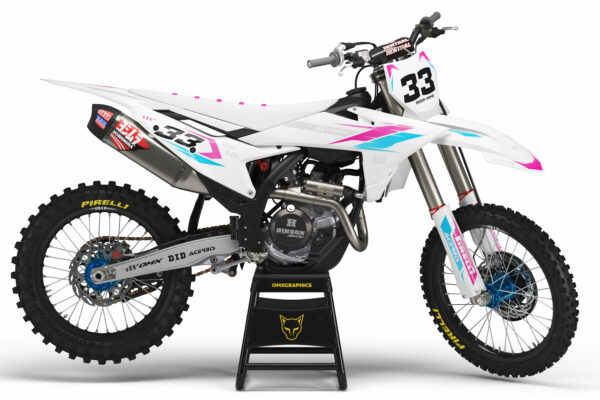Kit déco motocross KTM - Glitch - Rose Bleu