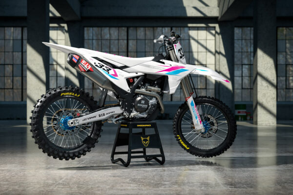 Kit déco motocross KTM - Glitch - Rose Bleu Promo