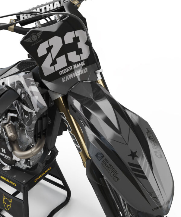 Kit déco motocross Kawasaki - Army - Gris 2