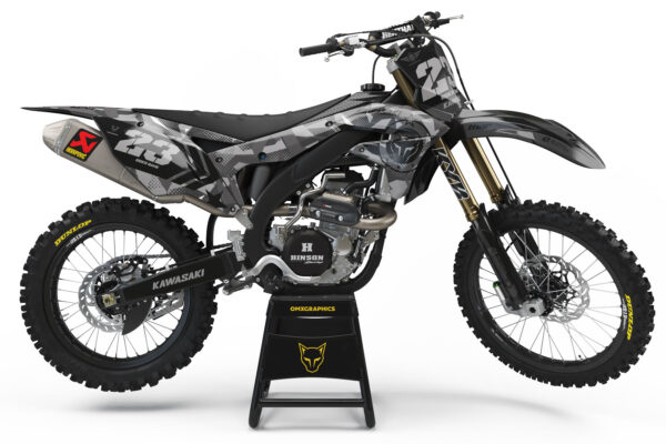 Kit déco motocross Kawasaki - Army - Gris
