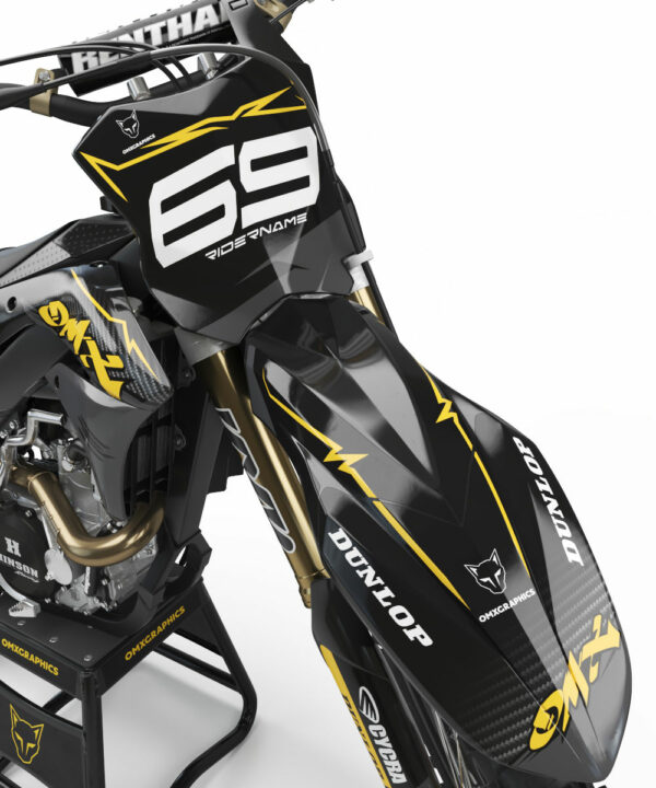 Kit déco motocross Kawasaki - Carbon - Jaune 2