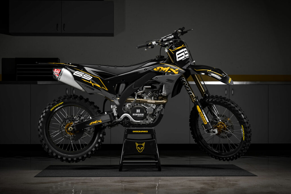 Kit déco motocross Kawasaki - Carbon - Jaune Promo