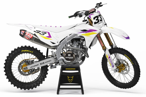 Kit déco motocross Kawasaki - Glitch - Jaune Violet