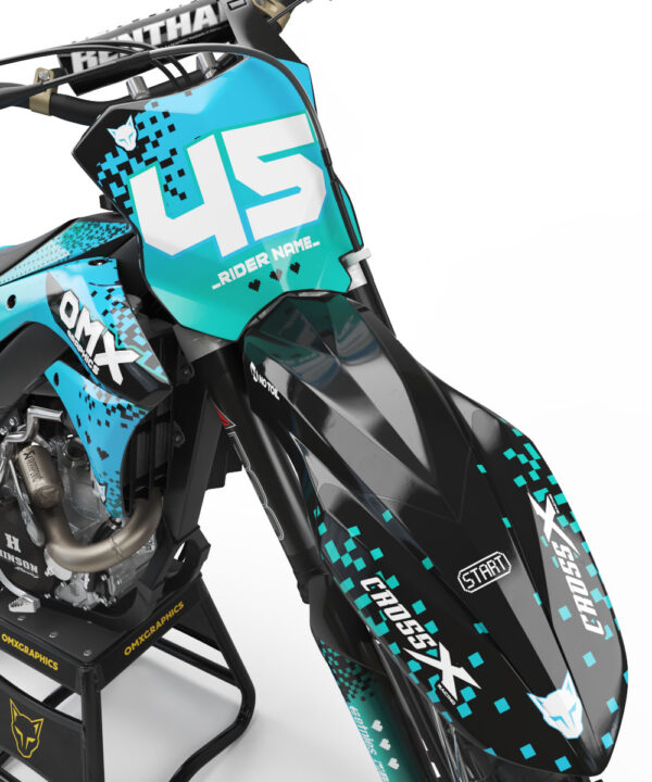 Kit déco motocross Kawasaki - Pixel - Bleu 2