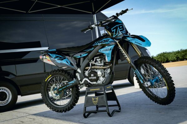 Kit déco motocross Kawasaki - Punch - Bleu Promo