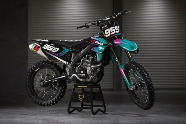 Kit déco motocross Kawasaki - Syndicate - Bleu Promo