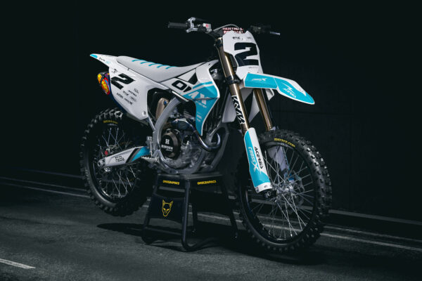 Kit déco motocross Triumph - Corsa - Blanc Bleu Promo