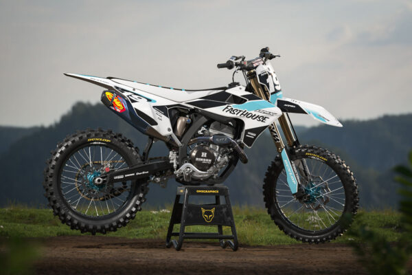 Kit déco motocross Triumph - Phantom - Blanc Bleu Promo