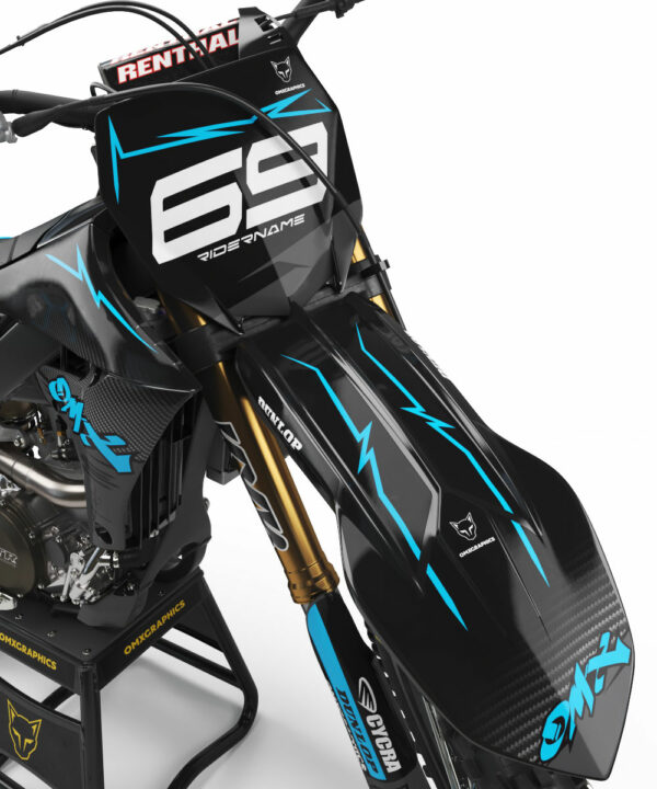 Kit déco motocross Yamaha - Carbon - Noir Bleu 2