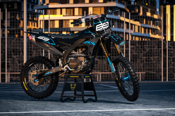 Kit déco motocross Yamaha - Carbon - Noir Bleu Promo