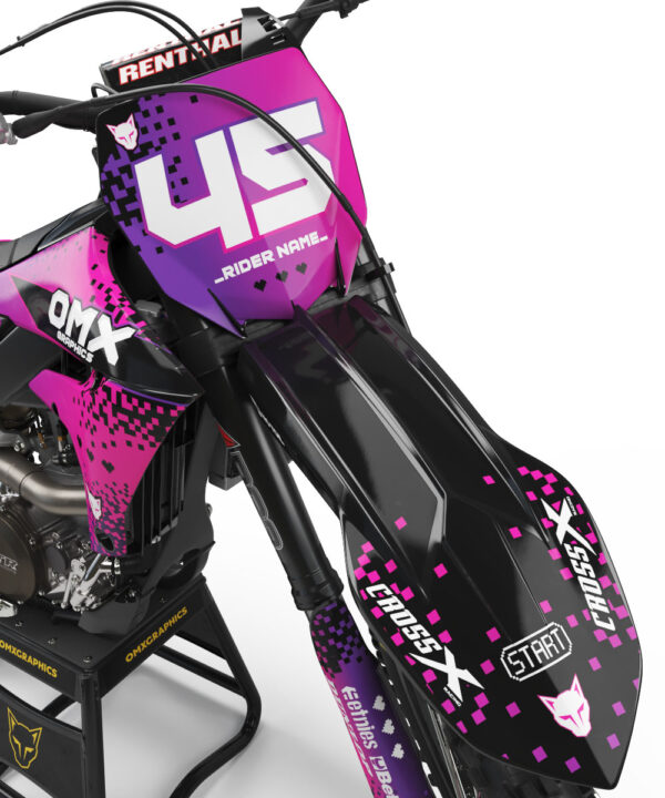 Kit déco motocross Yamaha - Pixel - Rose 2
