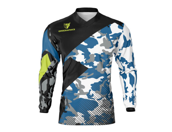 Maillot motocross Camo Bleu